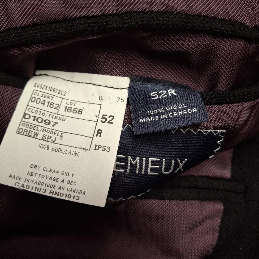 Cremieux Loro Piana Black Wool Vintage Union-Made Suit Jacket Men Size 52R